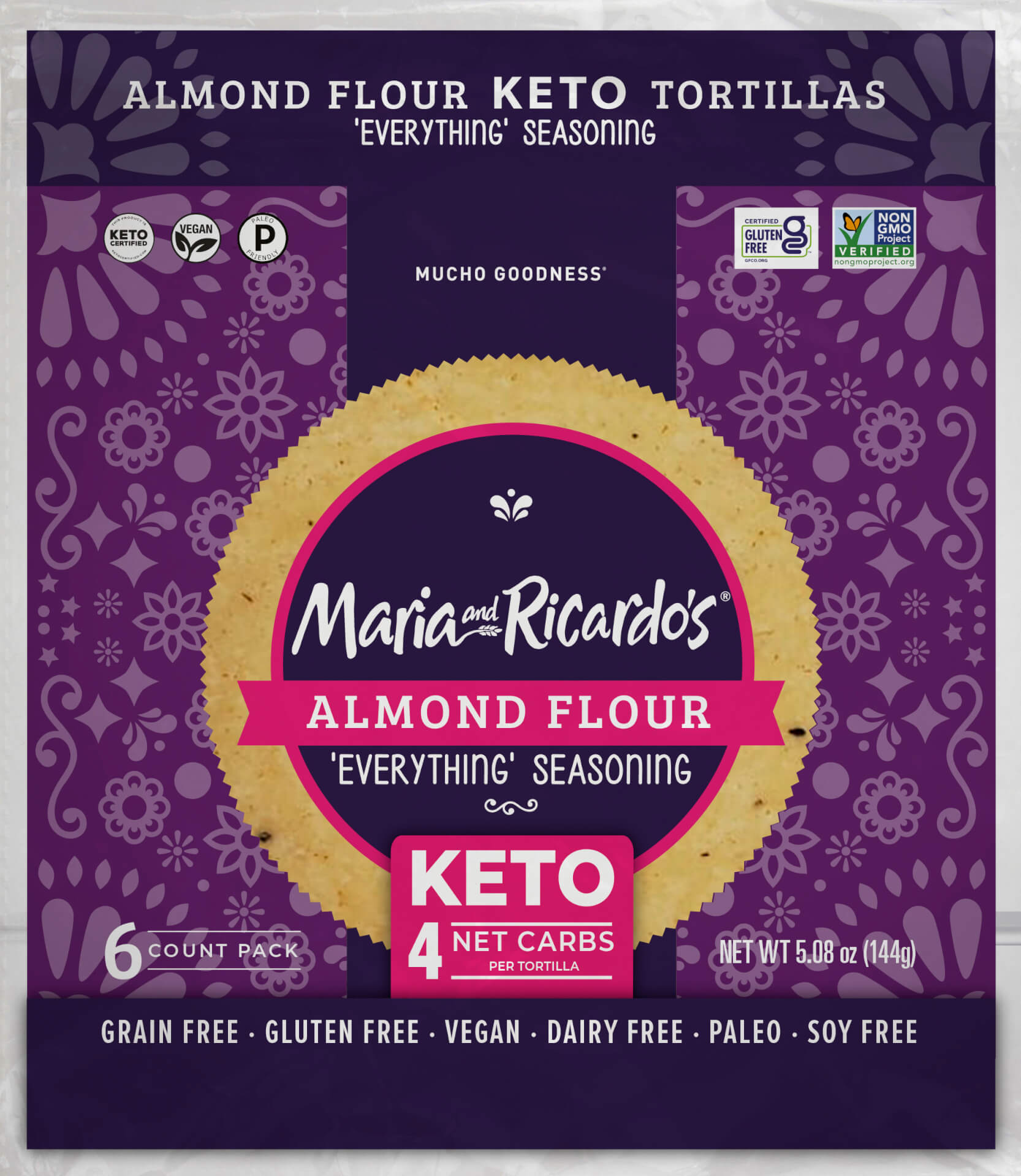 Maria and Ricardo's Everything Seasoning Almond Flour Tortillas 6 ct