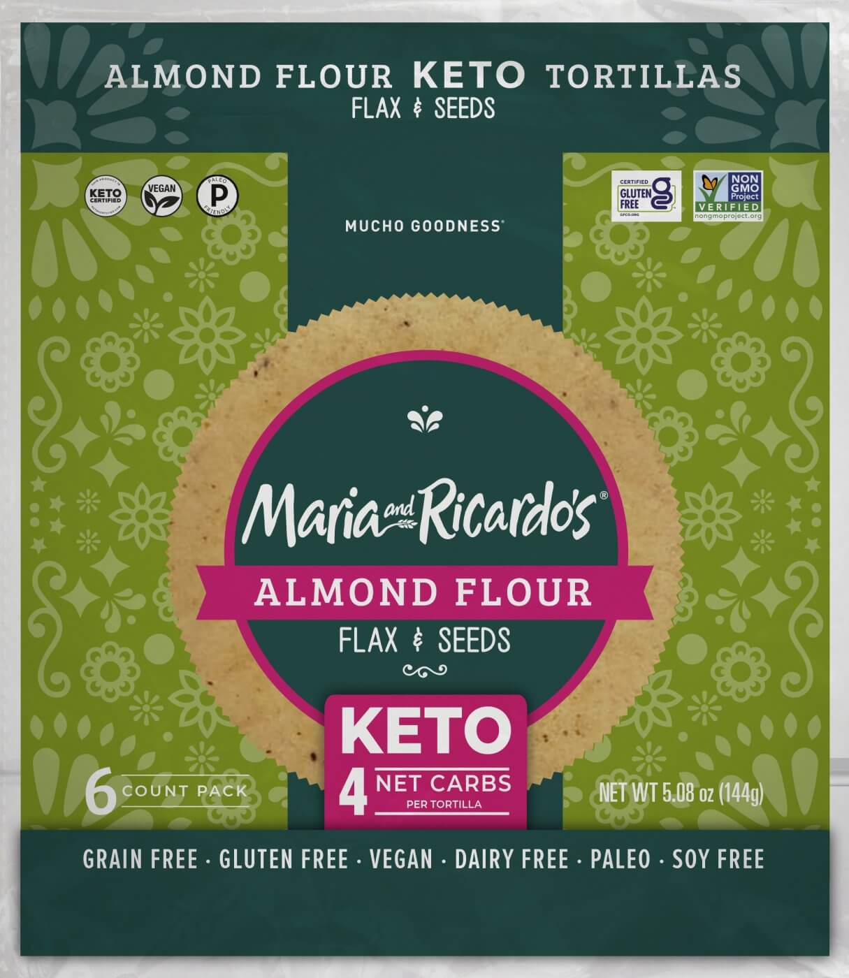 Maria and Ricardo's Flax & Seeds Almond Flour Tortillas 6 ct. LIL'S