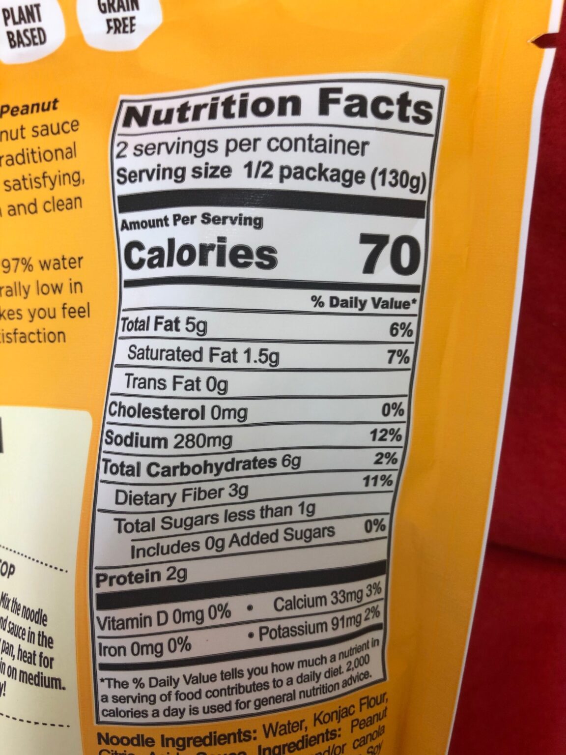 Miracle Noodle Thai Peanut Keto Meal 9.2 oz. LIL'S DIETARY SHOP
